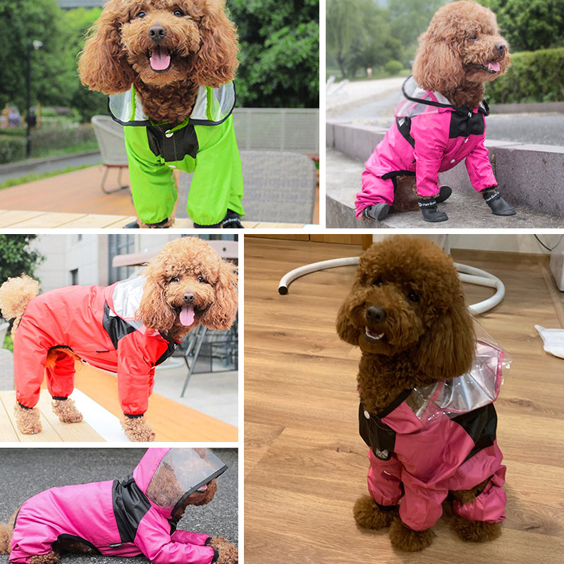 Dog Raincoat / Jumpsuit, Keeps Your Dog Dry and Warm