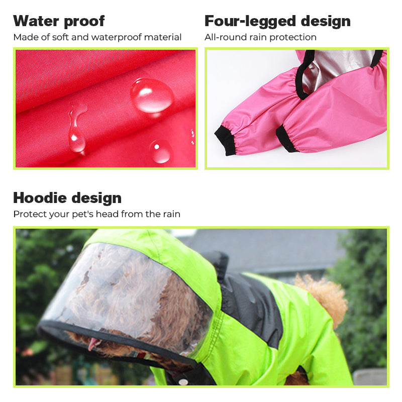 Dog Raincoat / Jumpsuit, Keeps Your Dog Dry and Warm