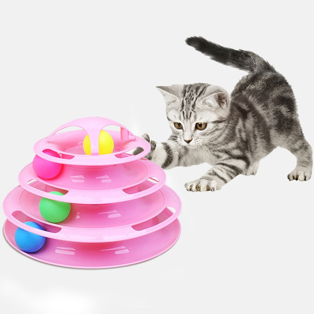 Cat Intelligence Training Toy, 4-Levels Tower Tracks Disc