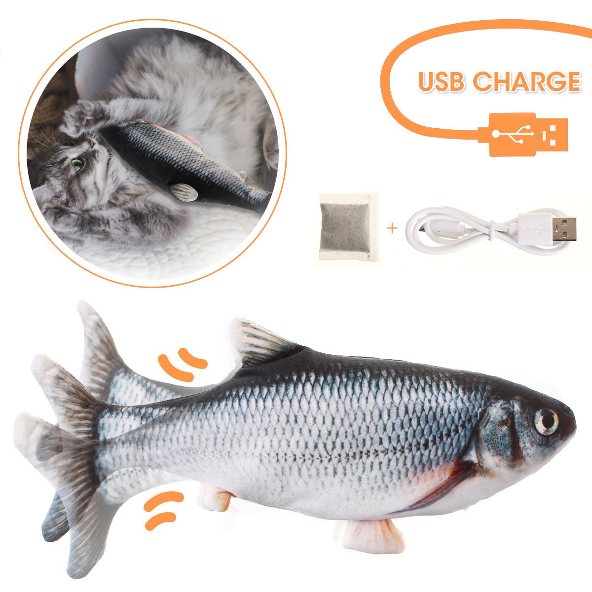 Realistic Rechargeable Flopping Fish Cat Toy