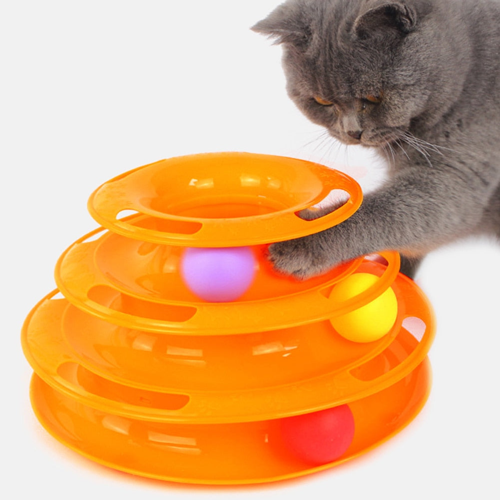 Cat Intelligence Training Toy, 4-Levels Tower Tracks Disc