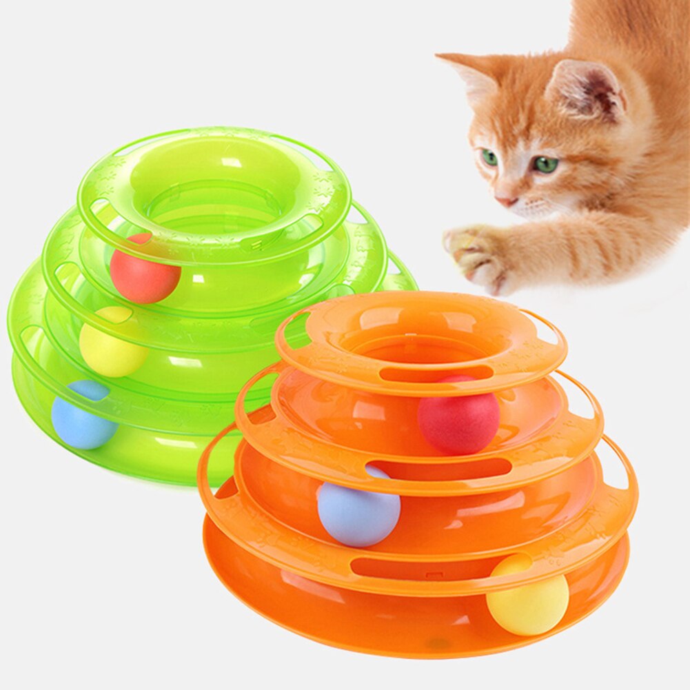 Cat Intelligence Training Toy, 4-Levels Tower Tracks Disc