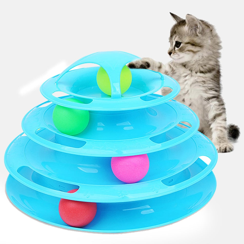 Cat Intelligence Training Toy, 4-Levels Tower Tracks Disc