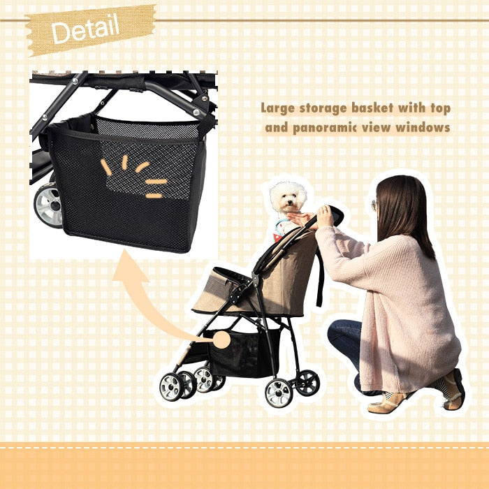 Dog and Cat Umbrella Stroller/Carrier, Lightweight and Collapsible