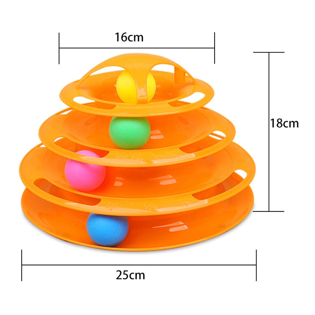 Cat Intelligence Training Toy, 4-Levels Tower Tracks Disc