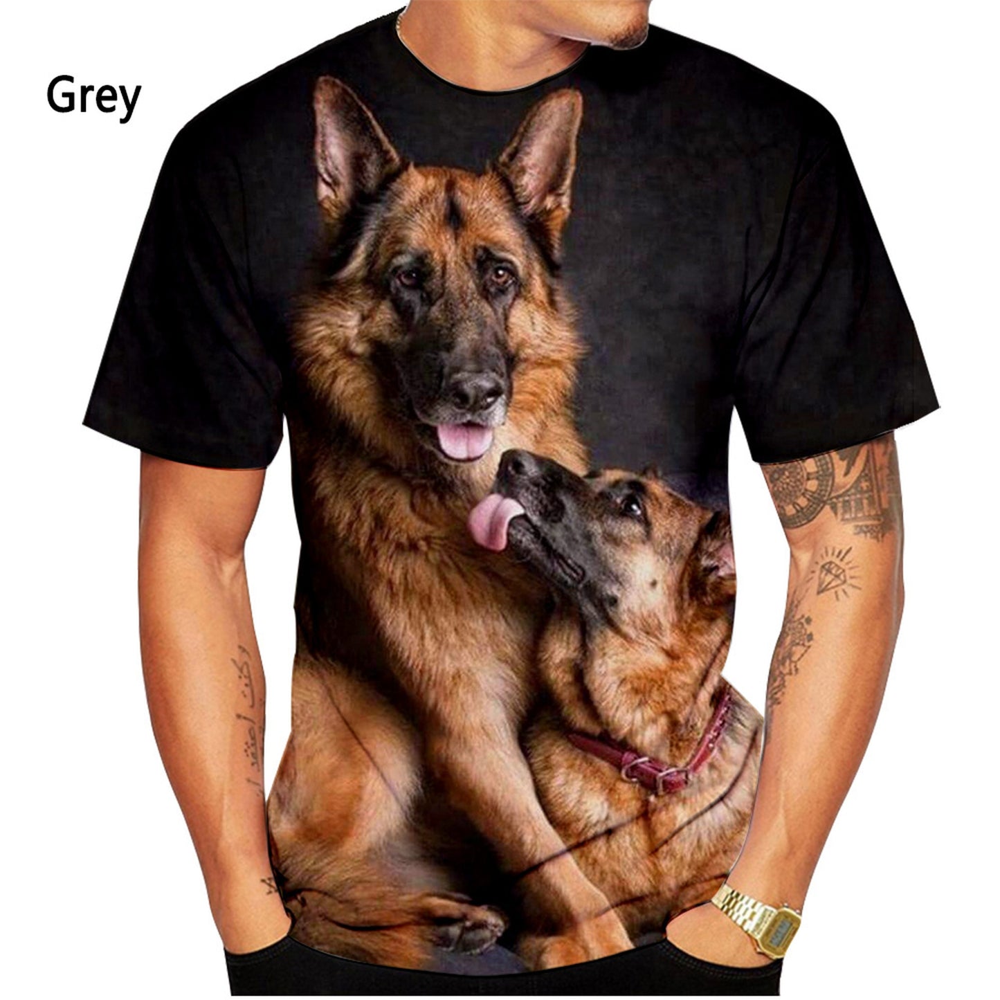 Men's and Women's German Shepherd 3D Printed T-shirts