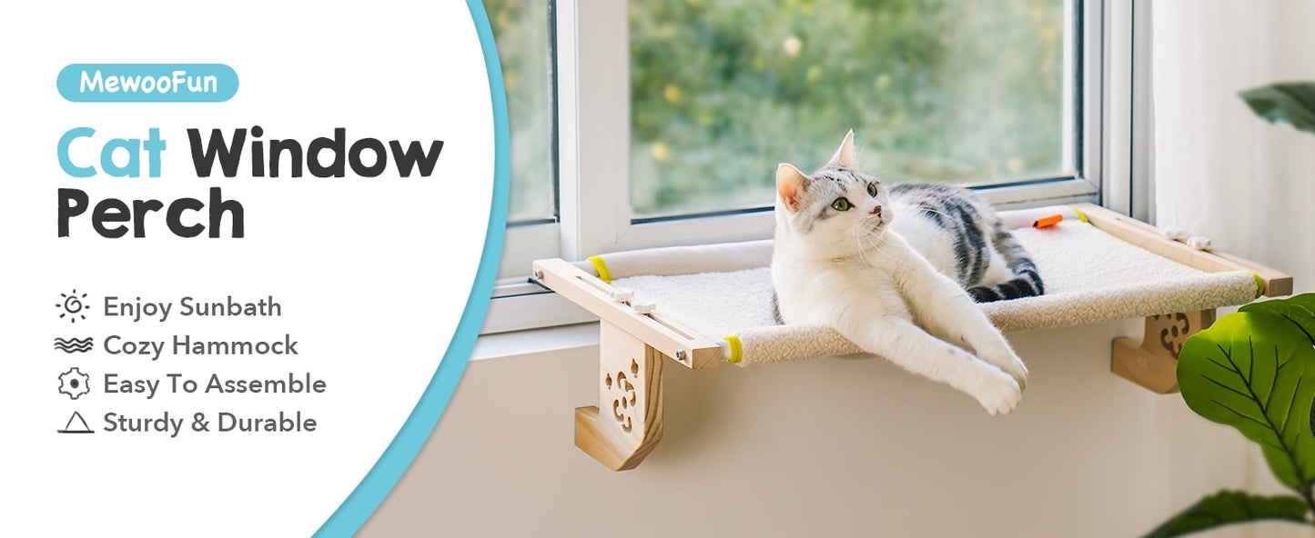 Larger Cat Window Perch Wood, Pipes & Hooks – 40 Lbs. Capacity