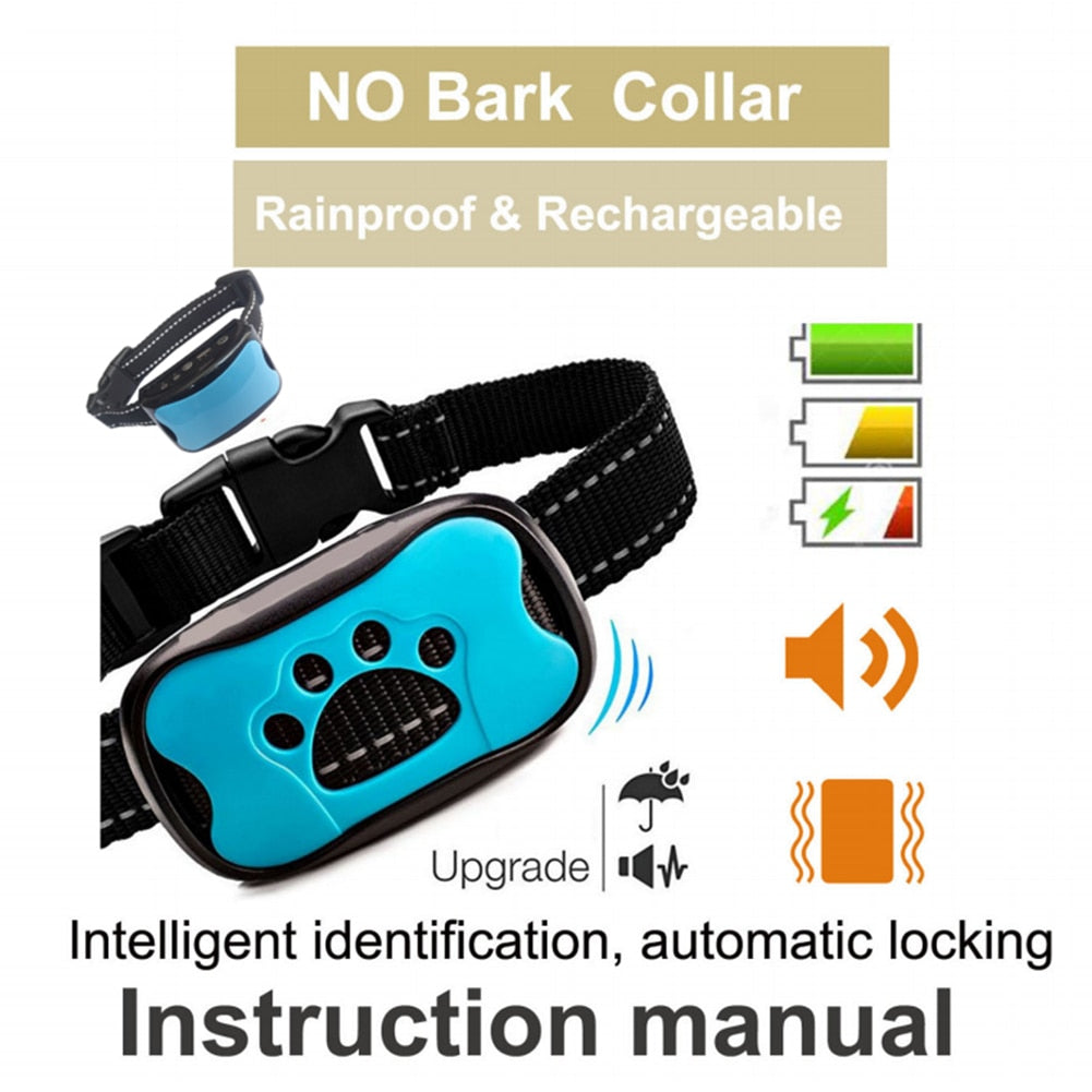 Dog Anti Barking Collar, Adjustable Ultrasonics, 7 Sensitivities, Waterproof, Rechargeable