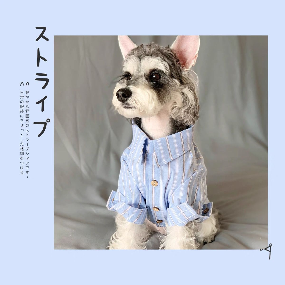 Dog Handsome Dress Striped Shirt w/Cuff Sleeves and Dress Collars