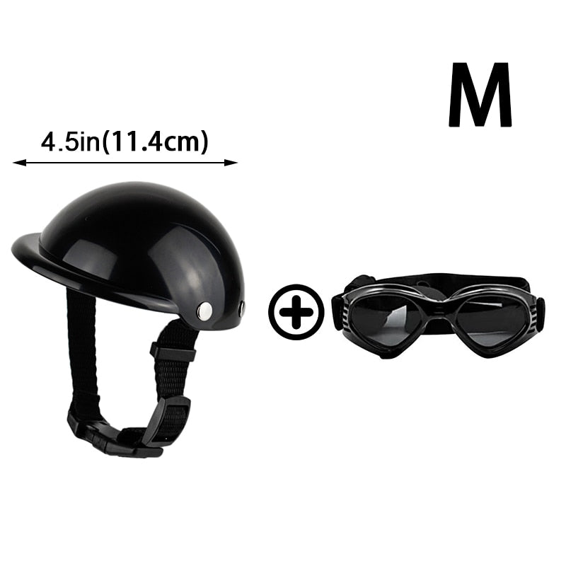 Dog Adjustable Safety Tinted Goggles and Padded Helmet Set for Small & Medium Sized Pets