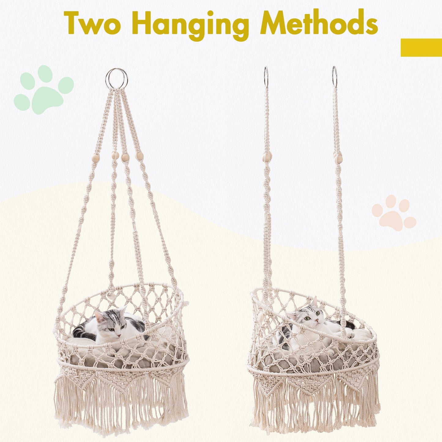 Handwoven Cat Window Hammock Perch Bed Indoor/Outdoor