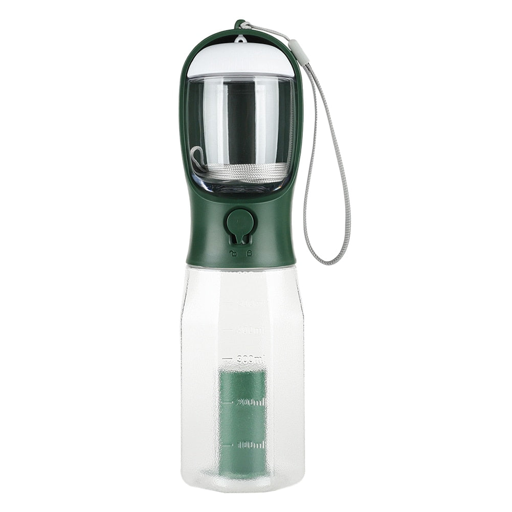 Dog 3-in-1 Water Bottle, Food Feeder, and Garbage Bag Storage