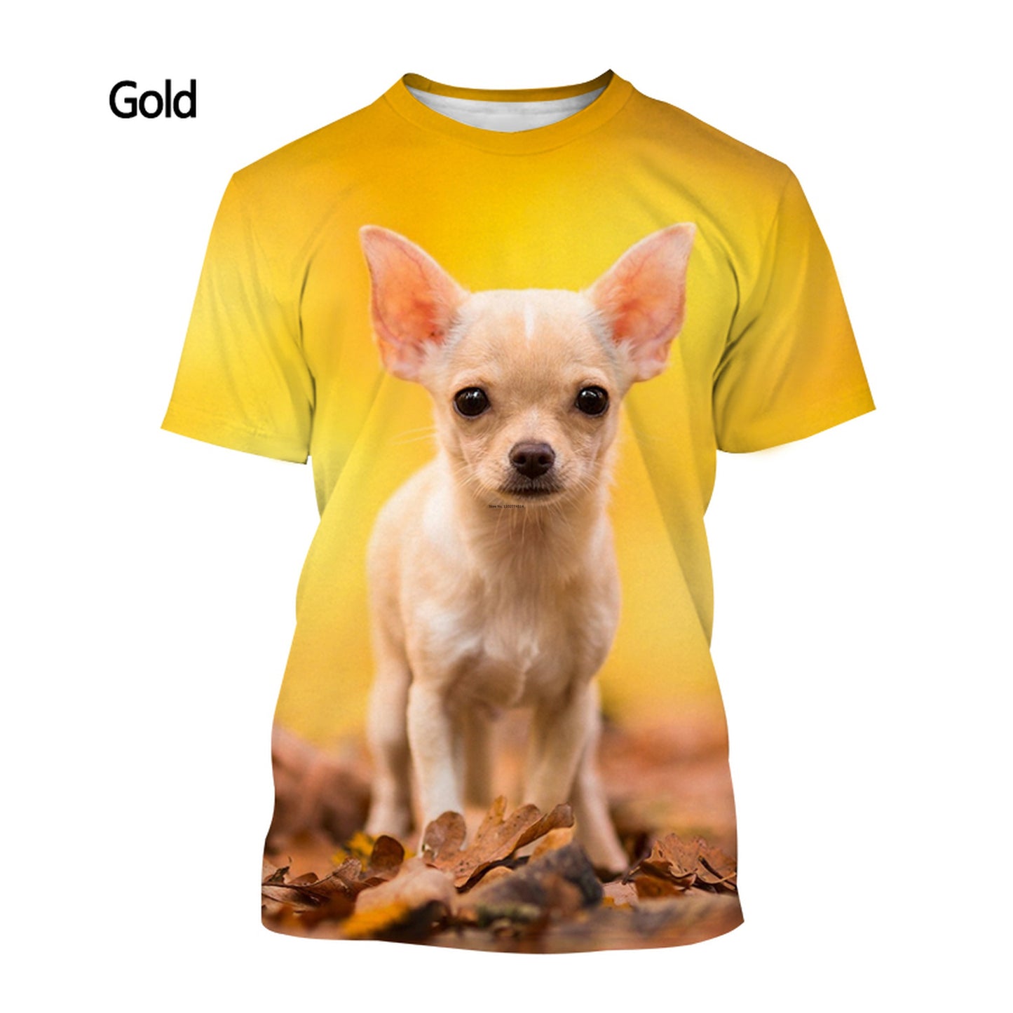 Cute Chihuahua 3d Printed T-shirt Men and Women Crewneck Short Sleeve