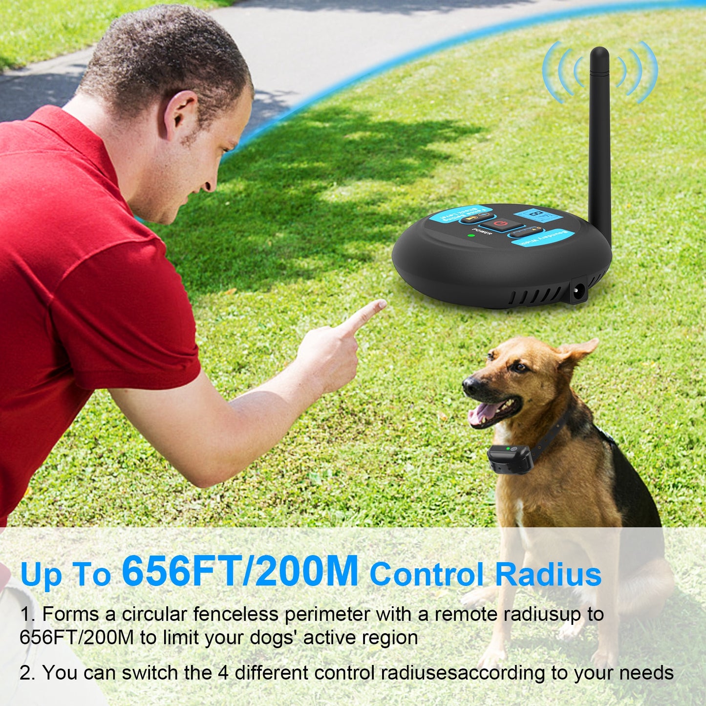 Wireless Electric Dog Fence & Training Collar System, Rechargeable, Waterproof