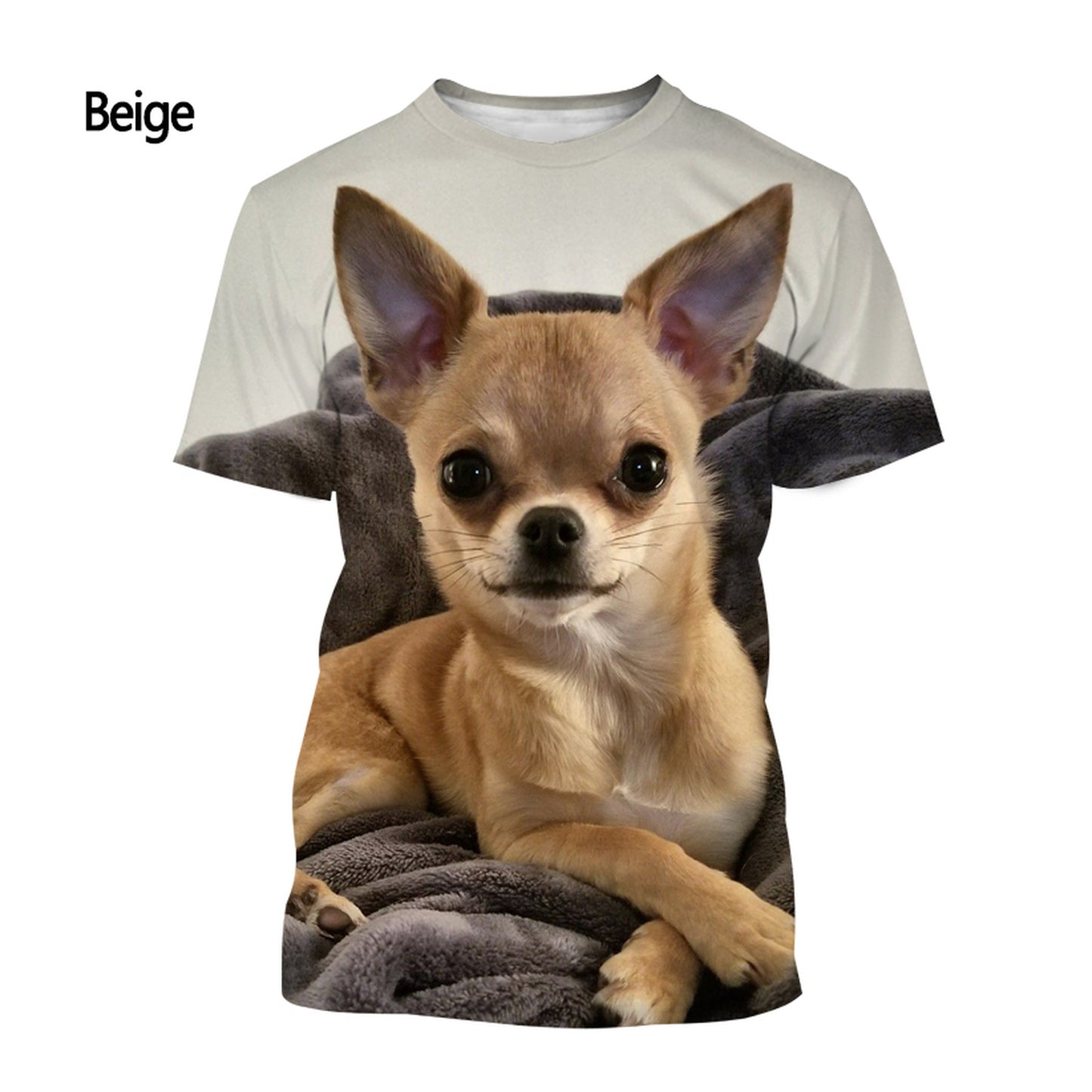 Cute Chihuahua 3d Printed T-shirt Men and Women Crewneck Short Sleeve