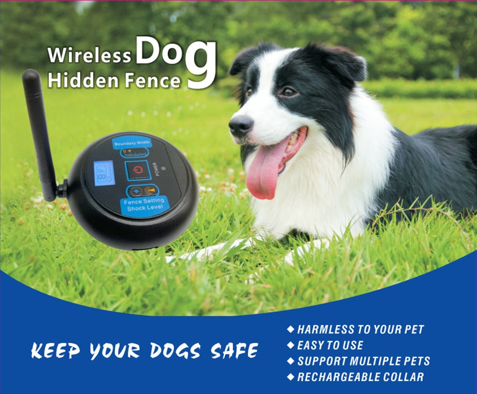 Wireless Electric Dog Fence & Training Collar System, Rechargeable, Waterproof