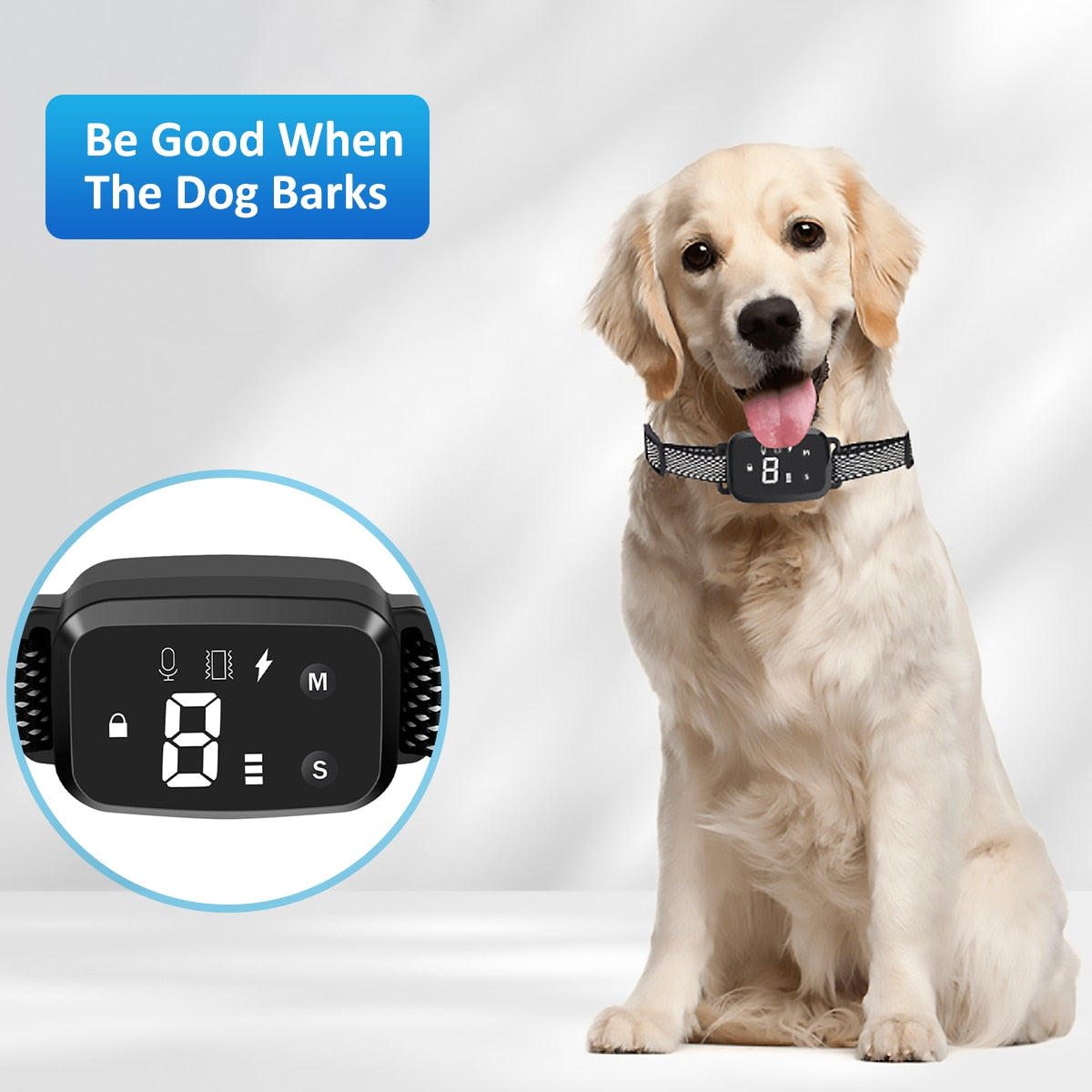 Dog Anti-Bark Training Collar, Rechargeable, Waterproof, 4 Modes/8 Levels Each
 
Pet Anti-Bark Training Collar w/4 Modes & Each w/8 Levels, Waterproof, Easy to Adjust Collar, Rechargeable w/USB Cable
 
Features:
[Anti-Barking