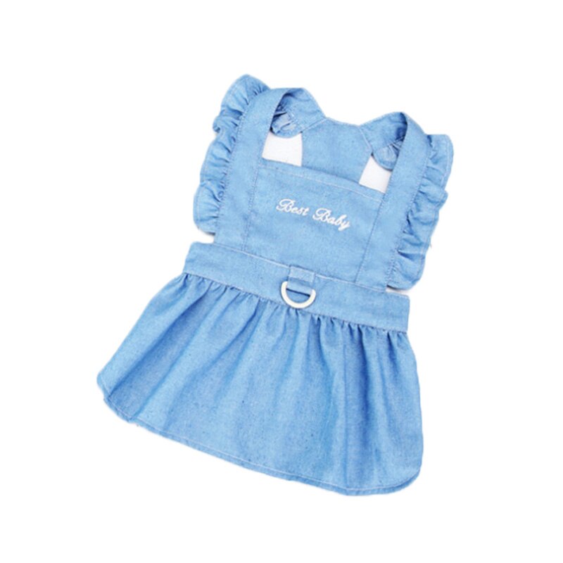 Cute Denim and Checkered Print Fur Baby Flying Sleeve Dresses