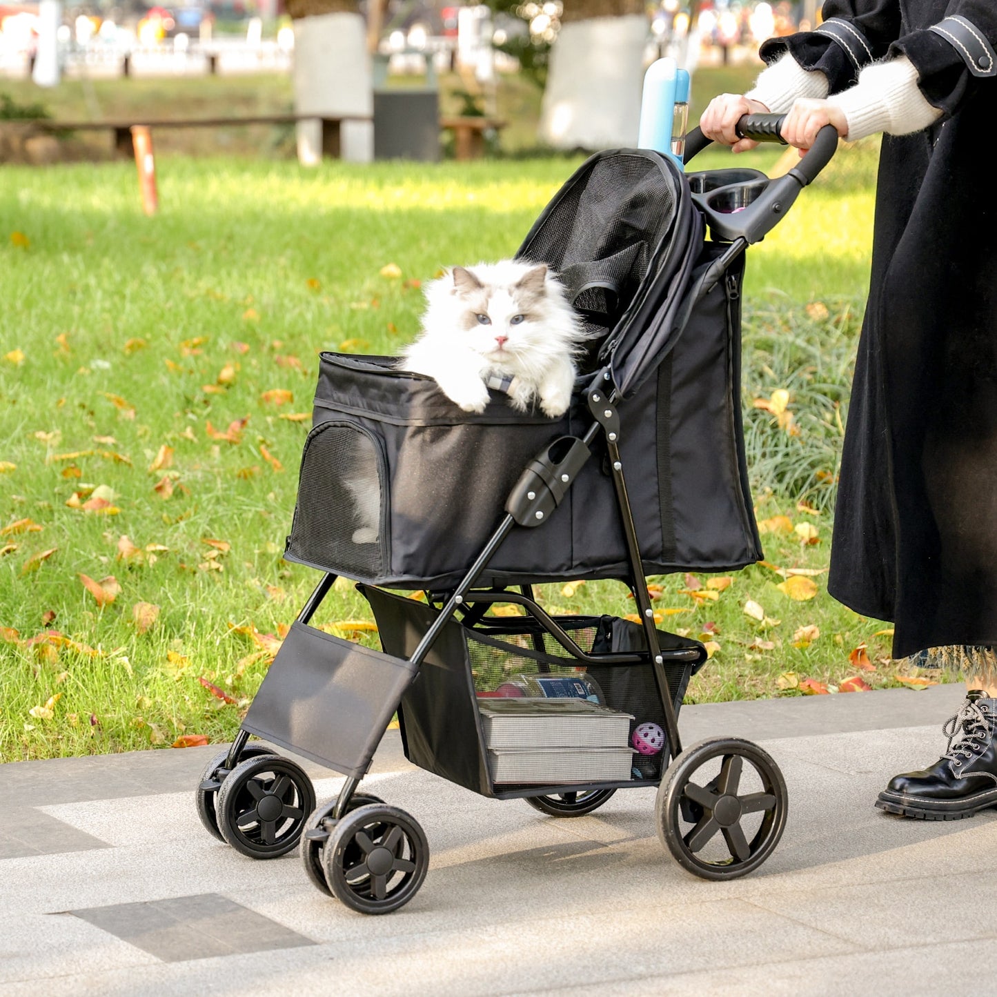 Dog and Cat Umbrella Stroller/Carrier, Lightweight and Collapsible