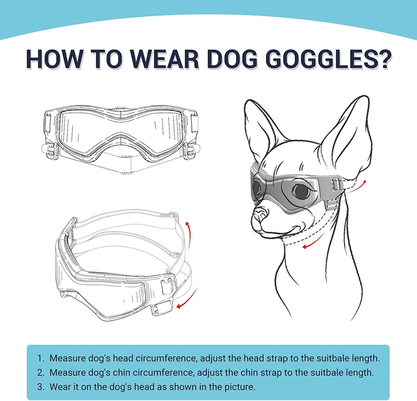 Small Breed Dog Sunglass Goggles w/UV Eye Protection