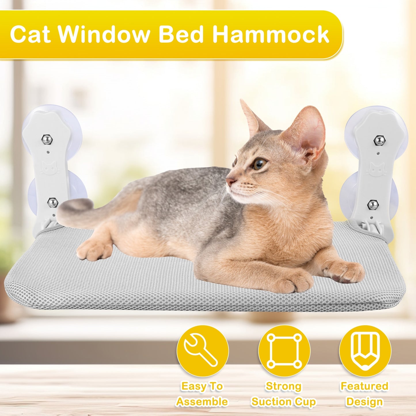 Foldable Cat Window Perch w/Detachable Pad 25 - 30 Lbs. Capacity