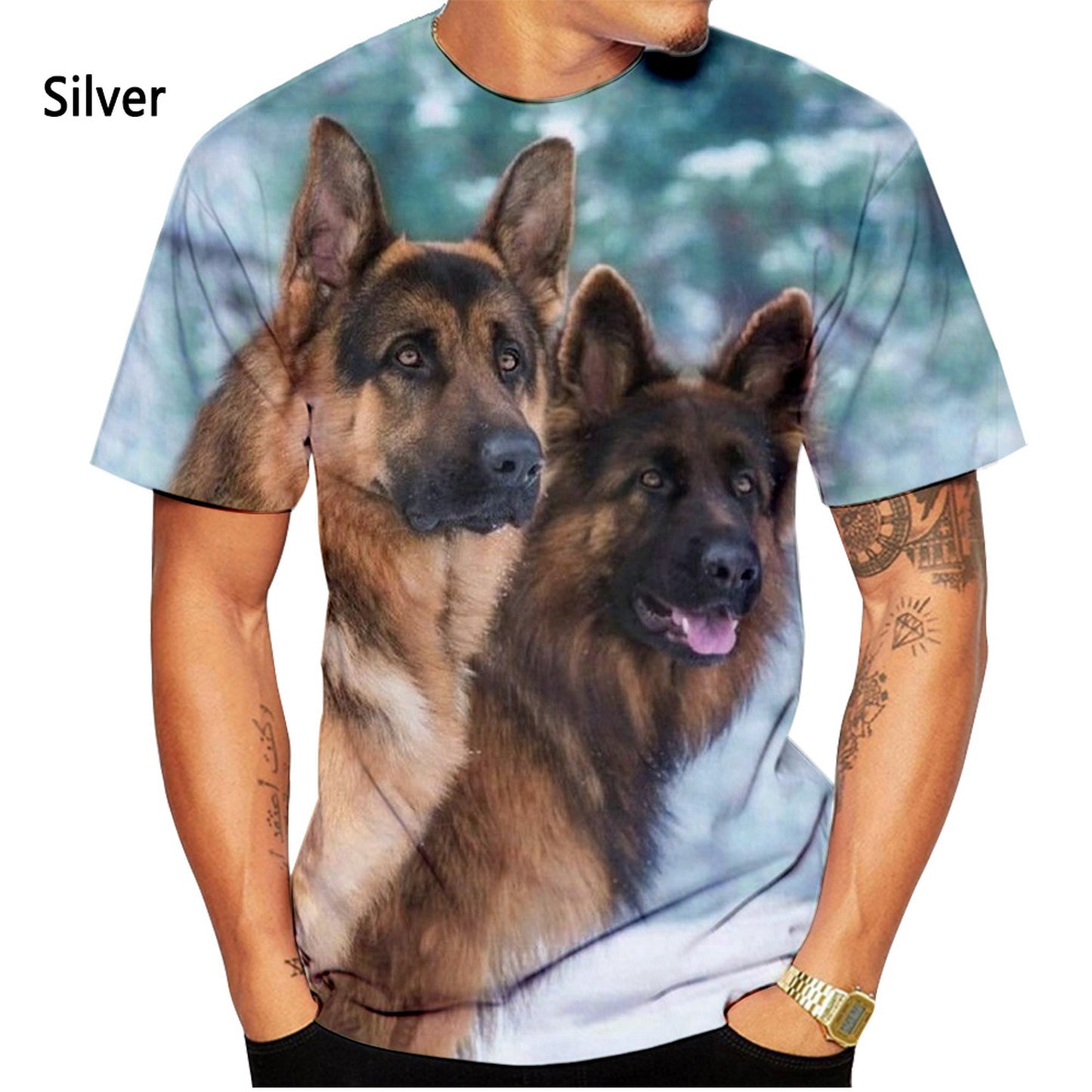 Men's and Women's German Shepherd 3D Printed T-shirts