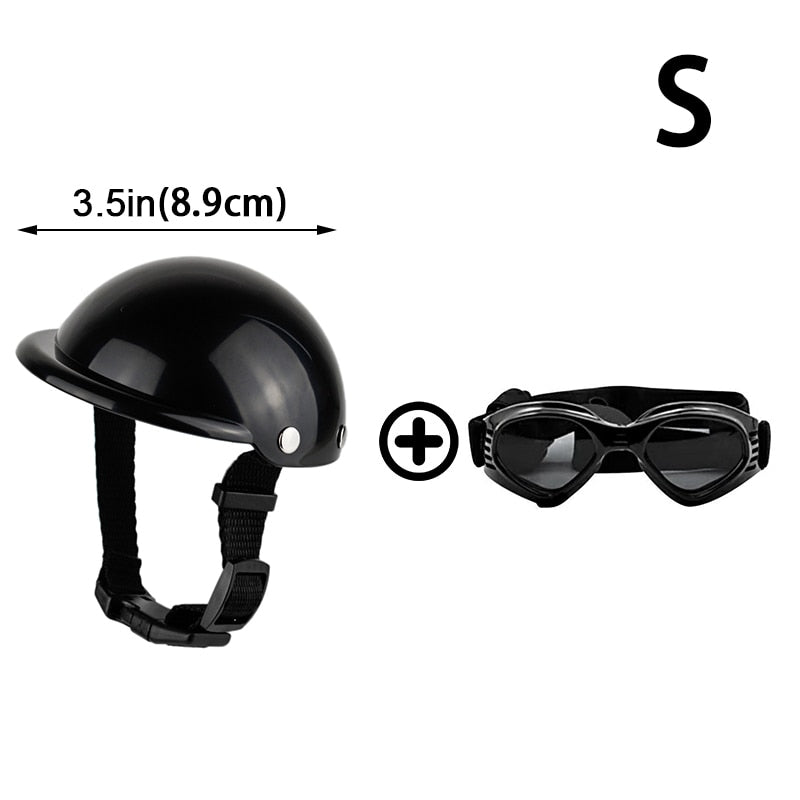 Dog Adjustable Safety Tinted Goggles and Padded Helmet Set for Small & Medium Sized Pets