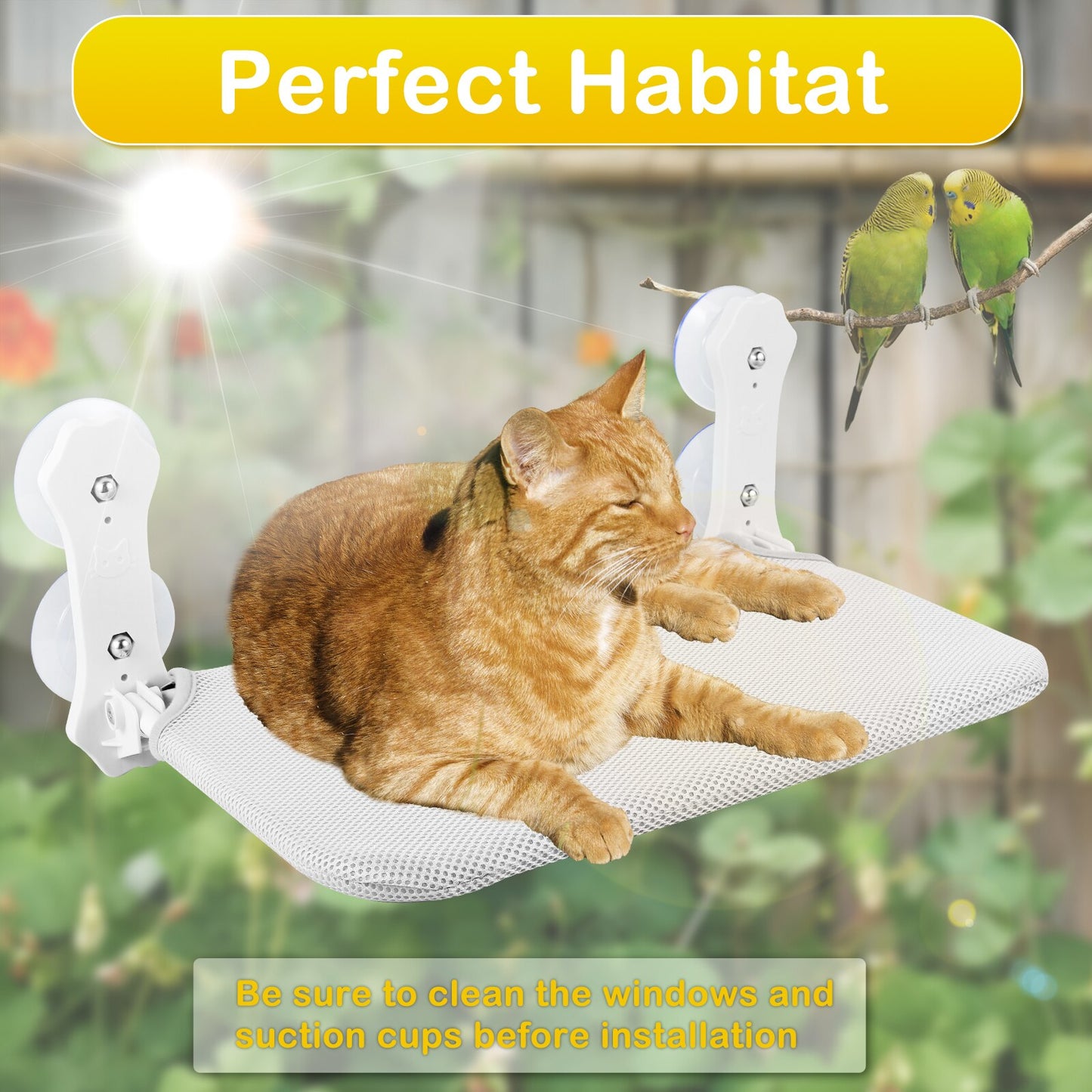 Foldable Cat Window Perch w/Detachable Pad 25 - 30 Lbs. Capacity