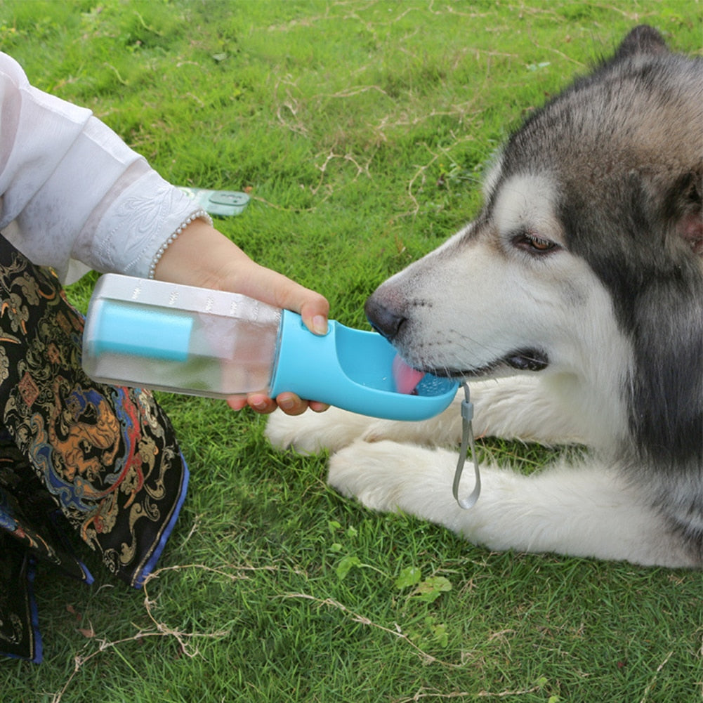 Dog 3-in-1 Water Bottle, Food Feeder, and Garbage Bag Storage