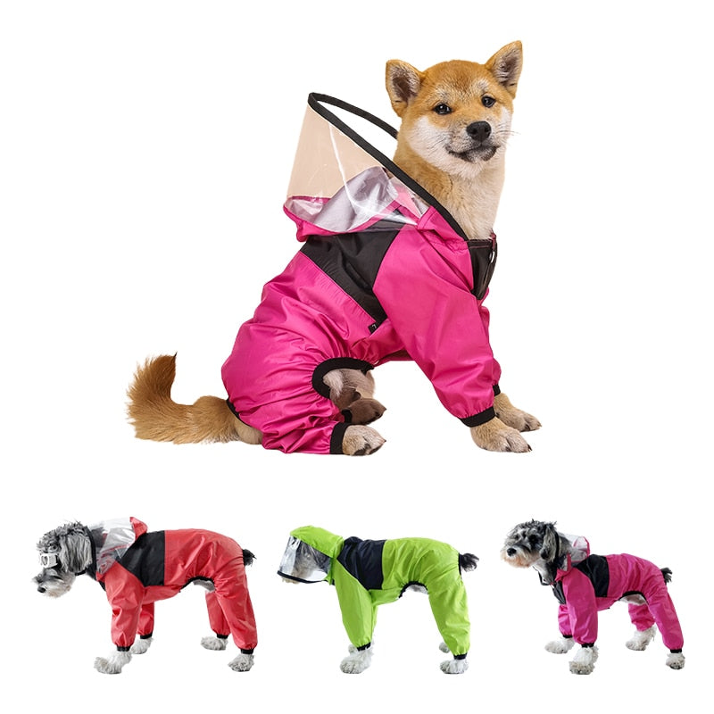 Dog Raincoat / Jumpsuit, Keeps Your Dog Dry and Warm