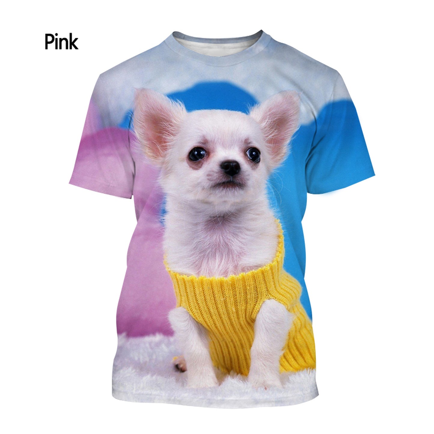 Cute Chihuahua 3d Printed T-shirt Men and Women Crewneck Short Sleeve