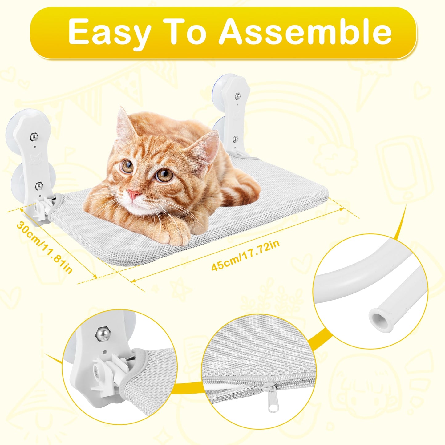 Foldable Cat Window Perch w/Detachable Pad 25 - 30 Lbs. Capacity