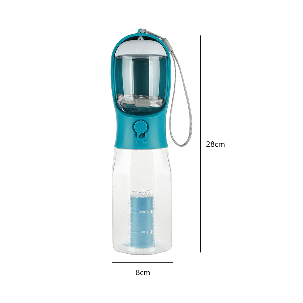 Dog 3-in-1 Water Bottle, Food Feeder, and Garbage Bag Storage