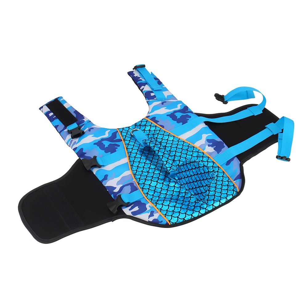 Dog Swimming Vest w/Shark Fin, Quick Release Straps, Grab Handle, & D Ring for Leash