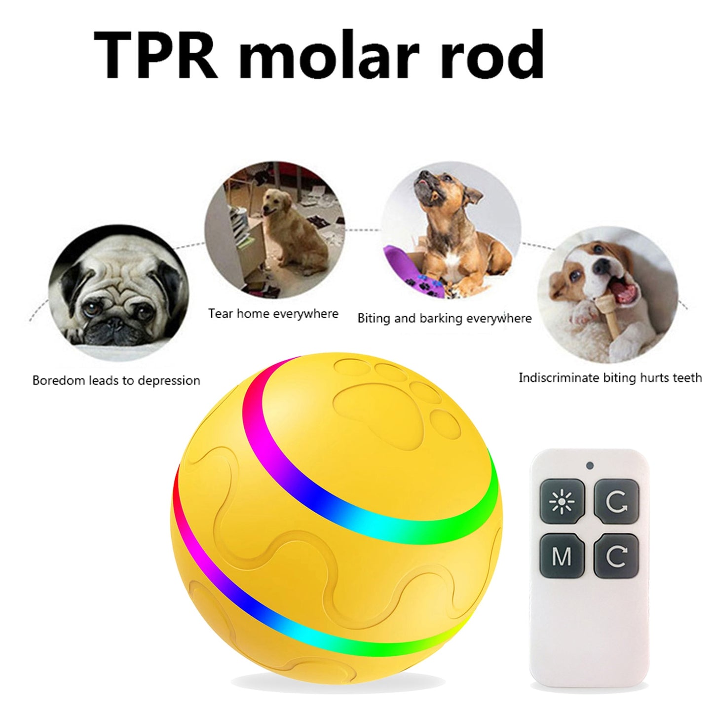 Dog Toy Ball Intelligent Interactive w/Remote Control & USB Charging Cable