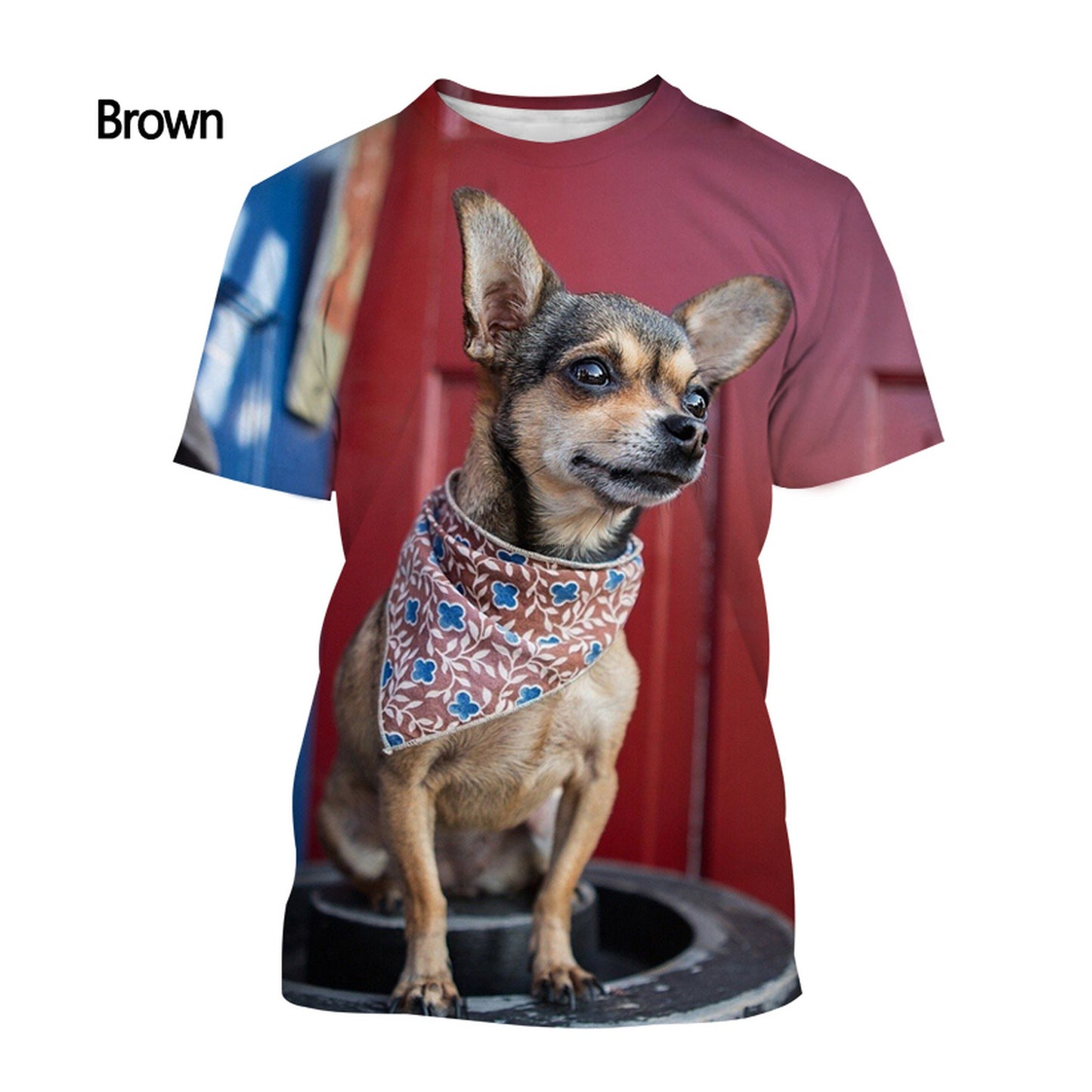 Cute Chihuahua 3d Printed T-shirt Men and Women Crewneck Short Sleeve