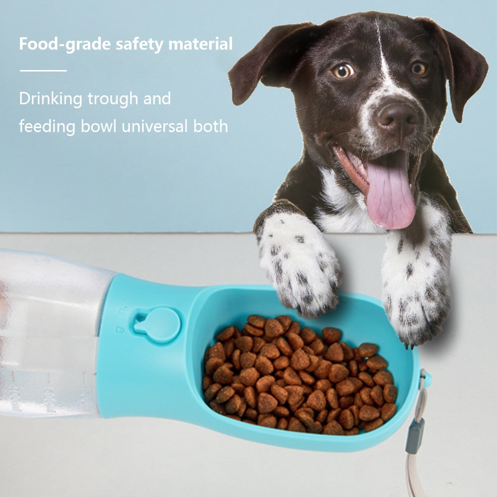 Dog 3-in-1 Water Bottle, Food Feeder, and Garbage Bag Storage