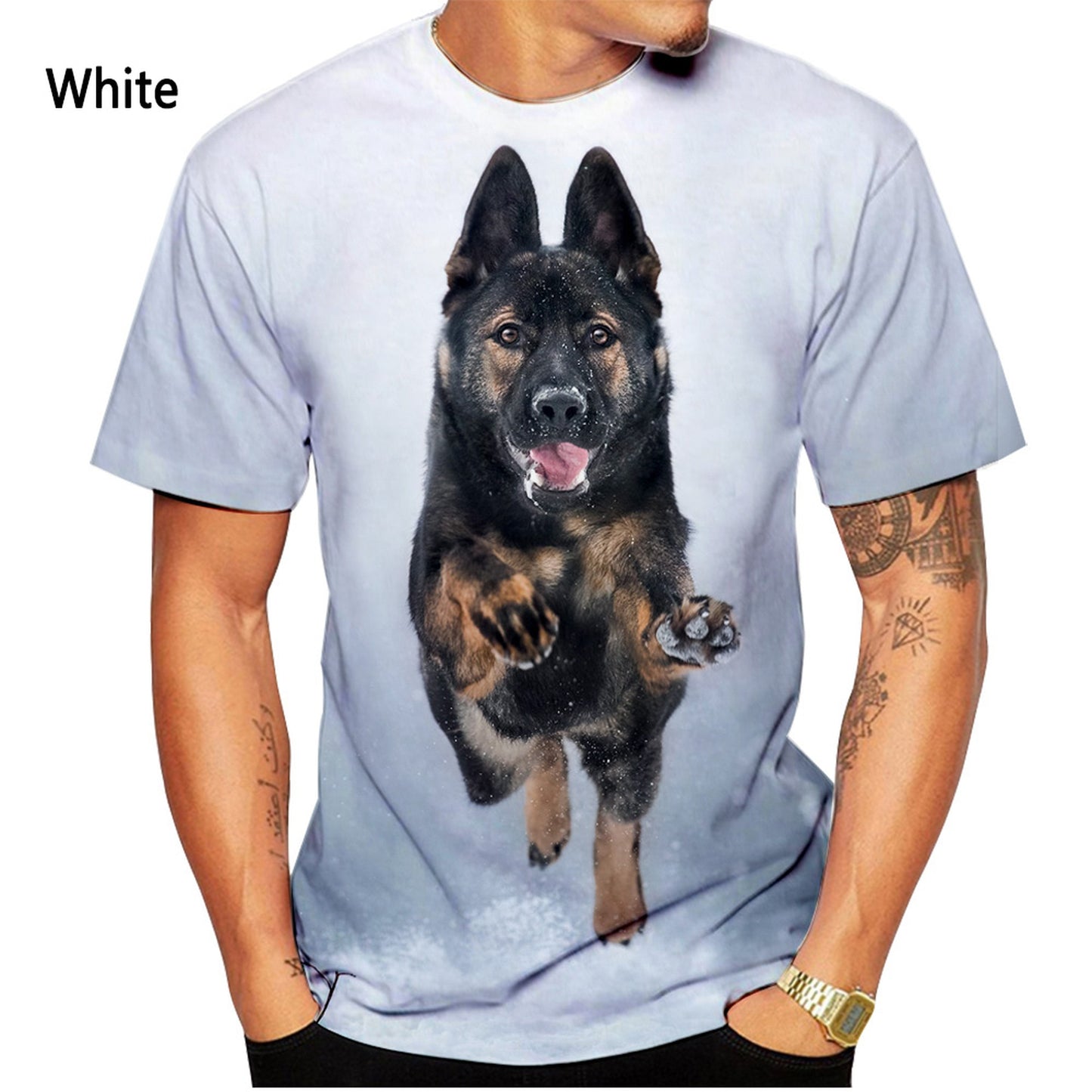 Men's and Women's German Shepherd 3D Printed T-shirts