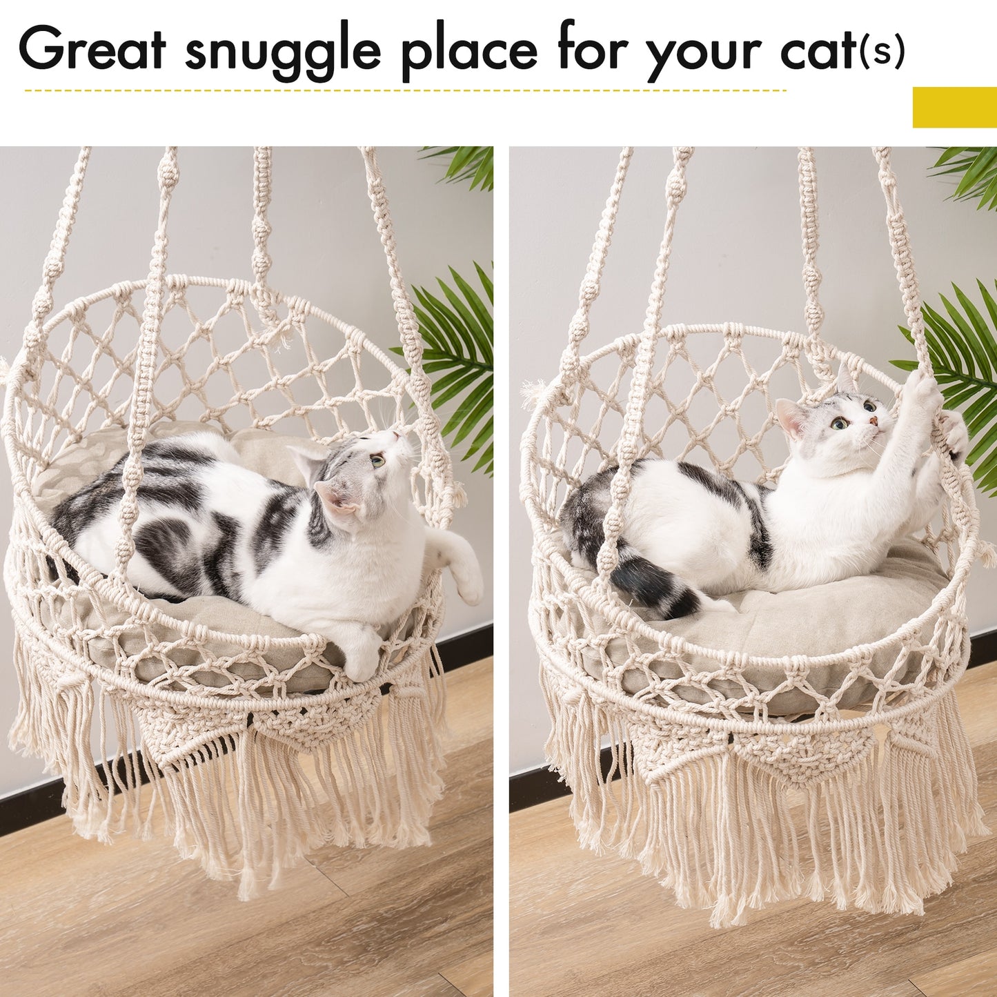 Handwoven Cat Window Hammock Perch Bed Indoor/Outdoor