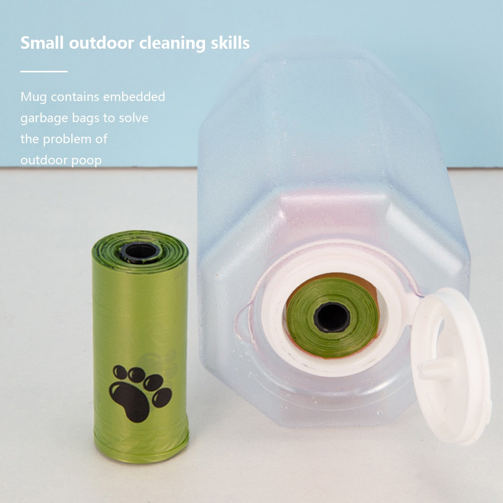 Dog 3-in-1 Water Bottle, Food Feeder, and Garbage Bag Storage