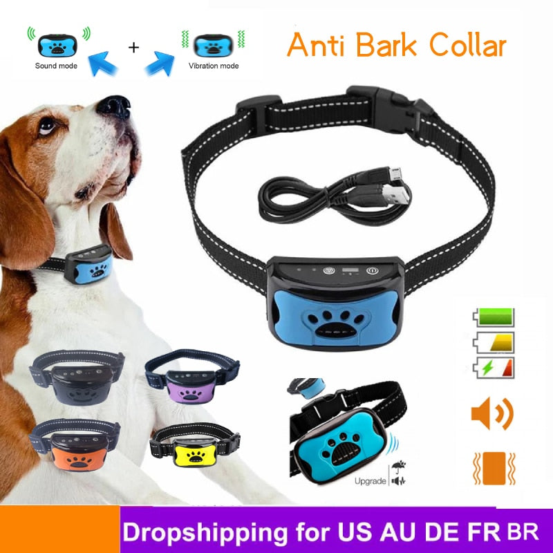 Dog Anti Barking Collar, Adjustable Ultrasonics, 7 Sensitivities, Waterproof, Rechargeable