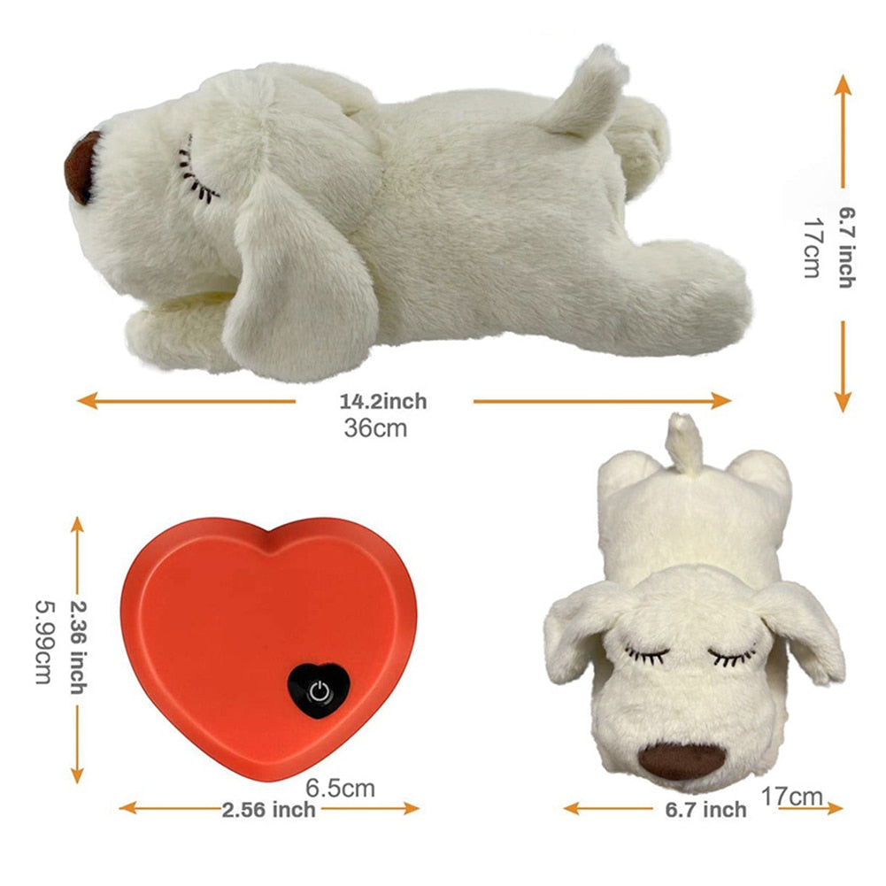 Cute Plush Dog Toy & Puppy Trainer w/Built-In Heartbeat Device