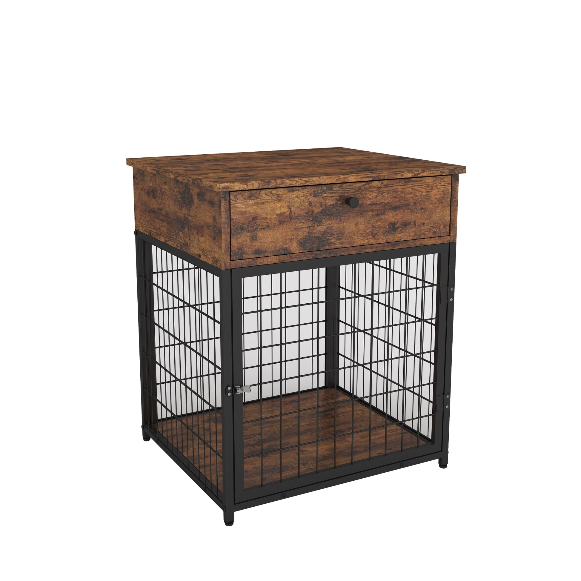 Fashionable Pet End Table Crate, Wood Top Painted Metal Panels - mypreciousfurbabies