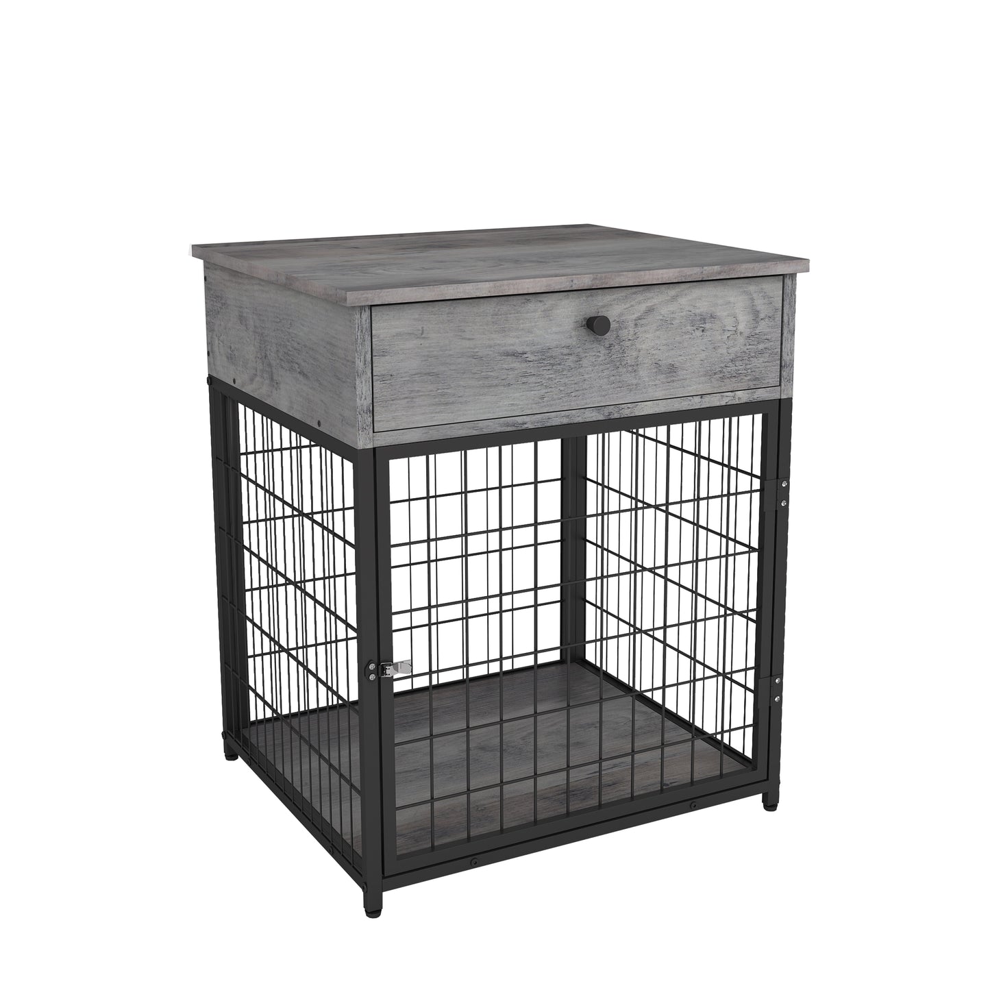 Fashionable Pet End Table Crate, Wood Top Painted Metal Panels - mypreciousfurbabies