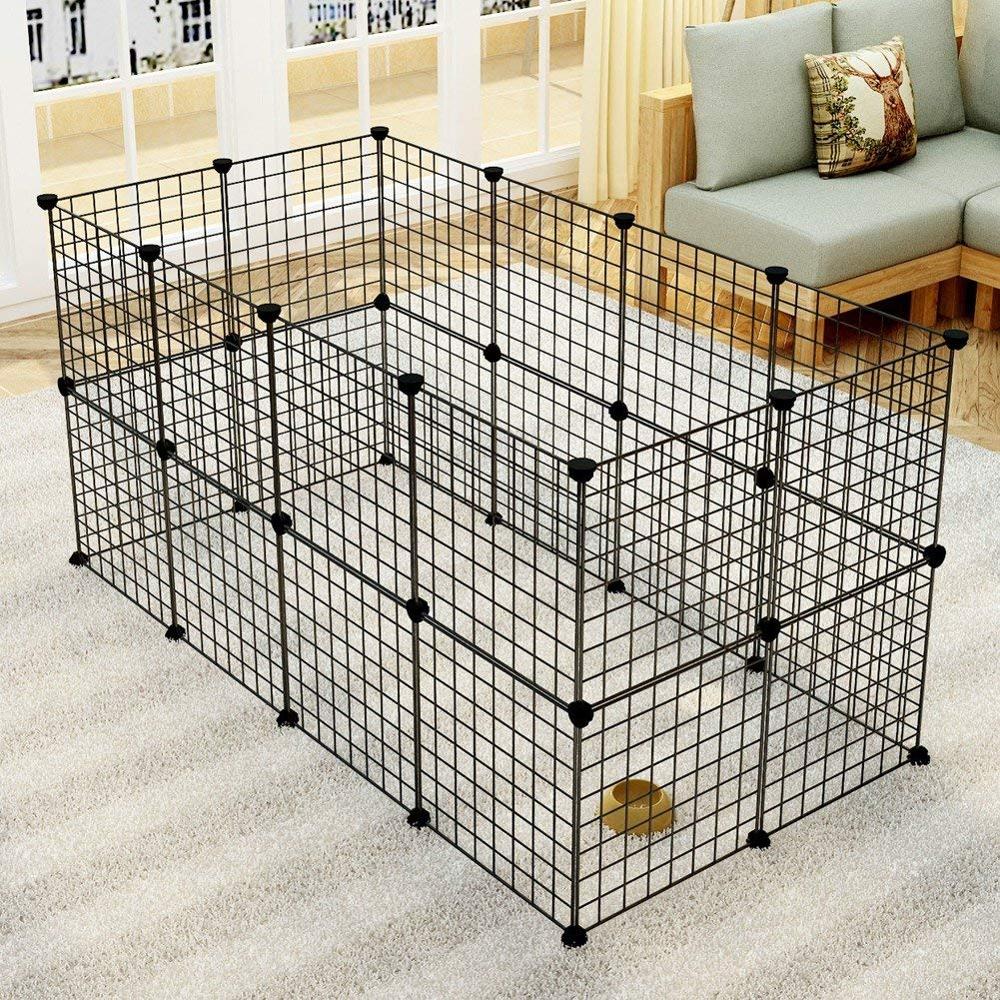 Small Portable Wire Yard Fence, Black, 56”L x 28”W x 29”H