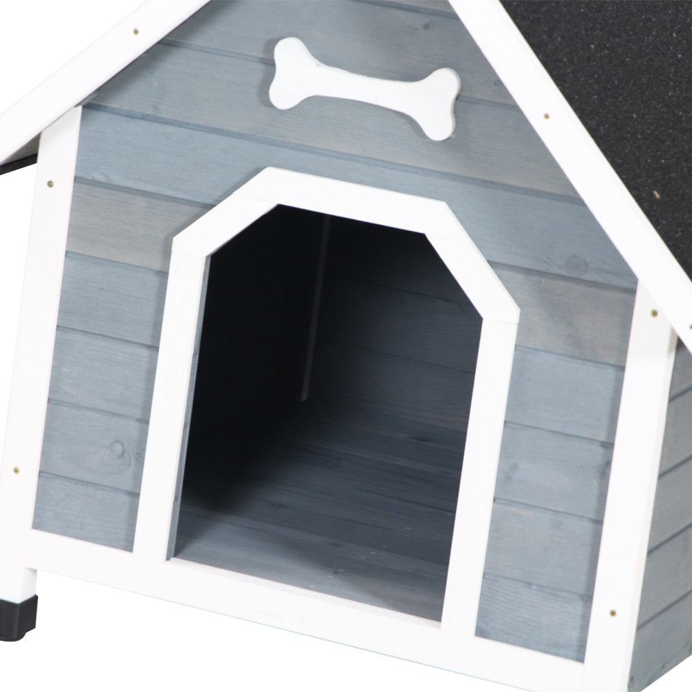 Indoor/Outdoor Weatherproof Wood Dog House W/Adjustable Feet - mypreciousfurbabies