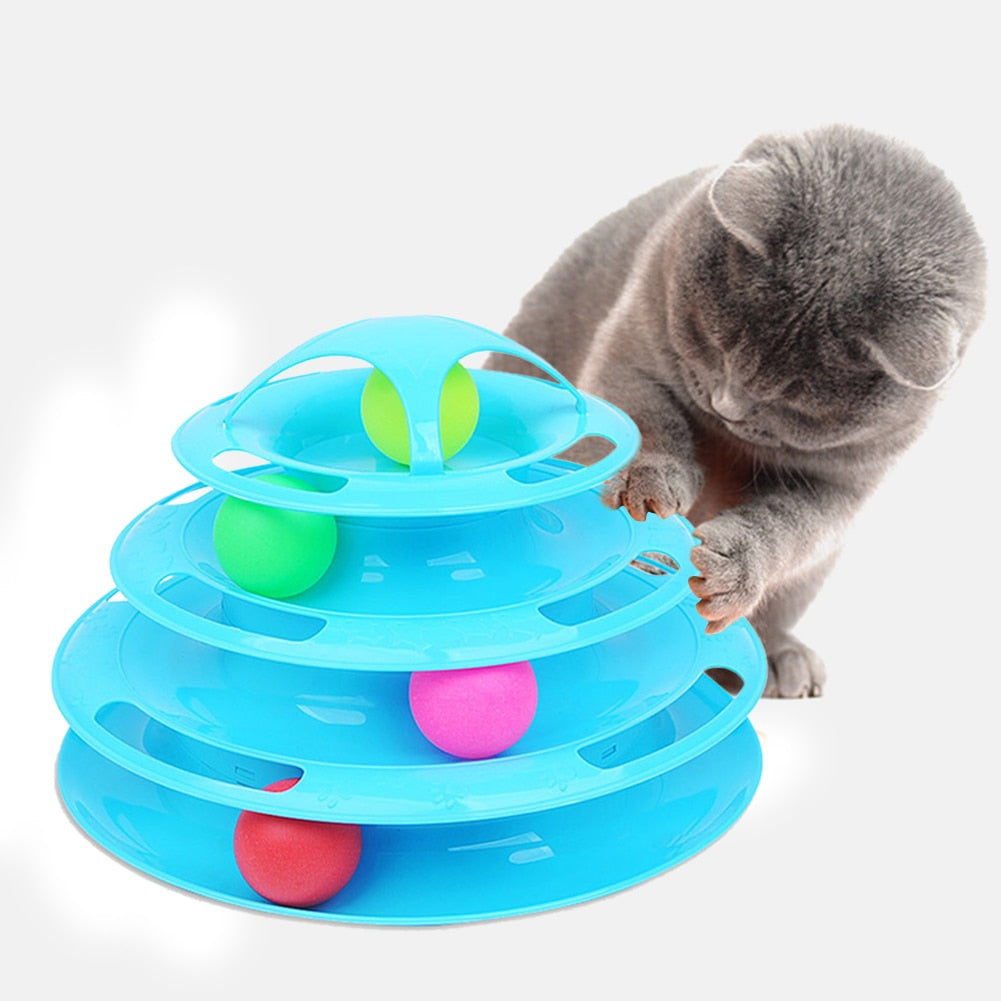 Cat Intelligence Training Toy, 4-Levels Tower Tracks Disc