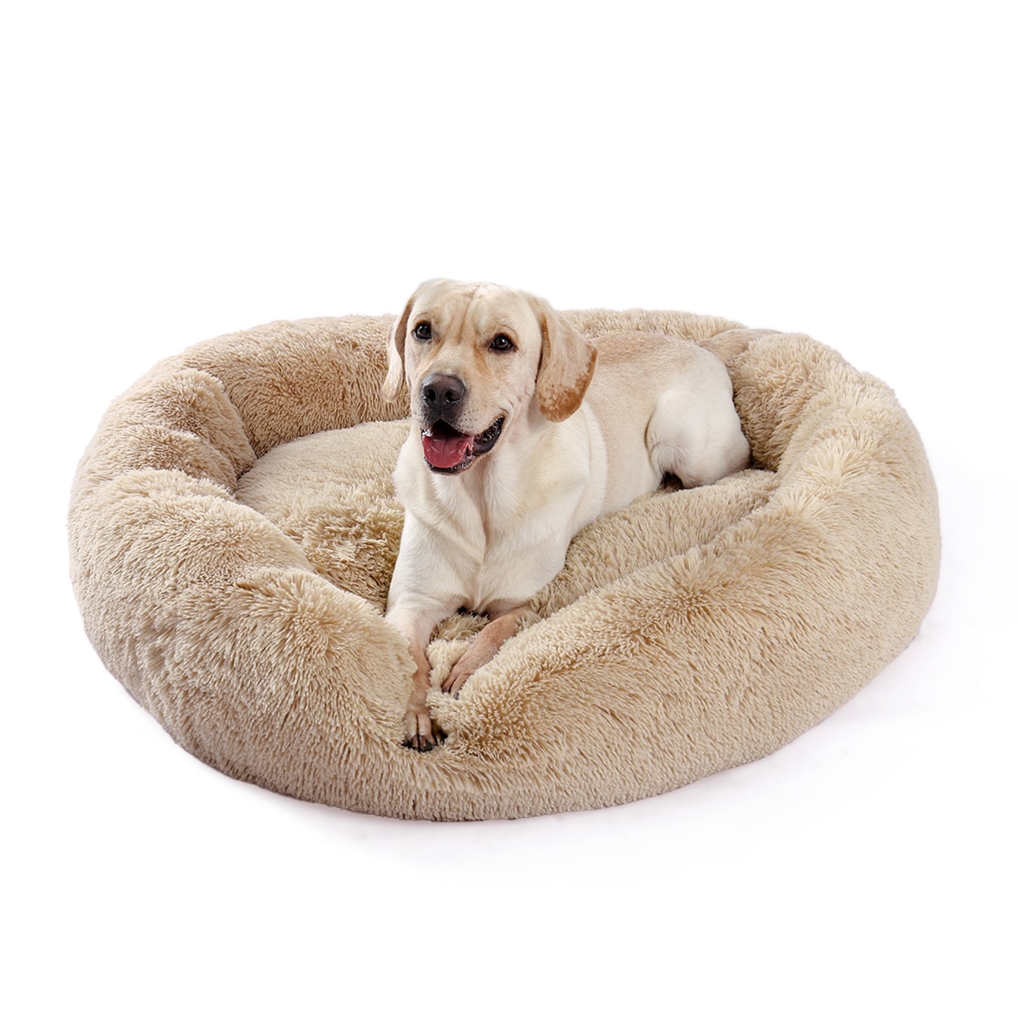 Pet Bed w/Faux Shag Fur, Cover Machine Washable, 4 Sizes, & 3 Colors - mypreciousfurbabies