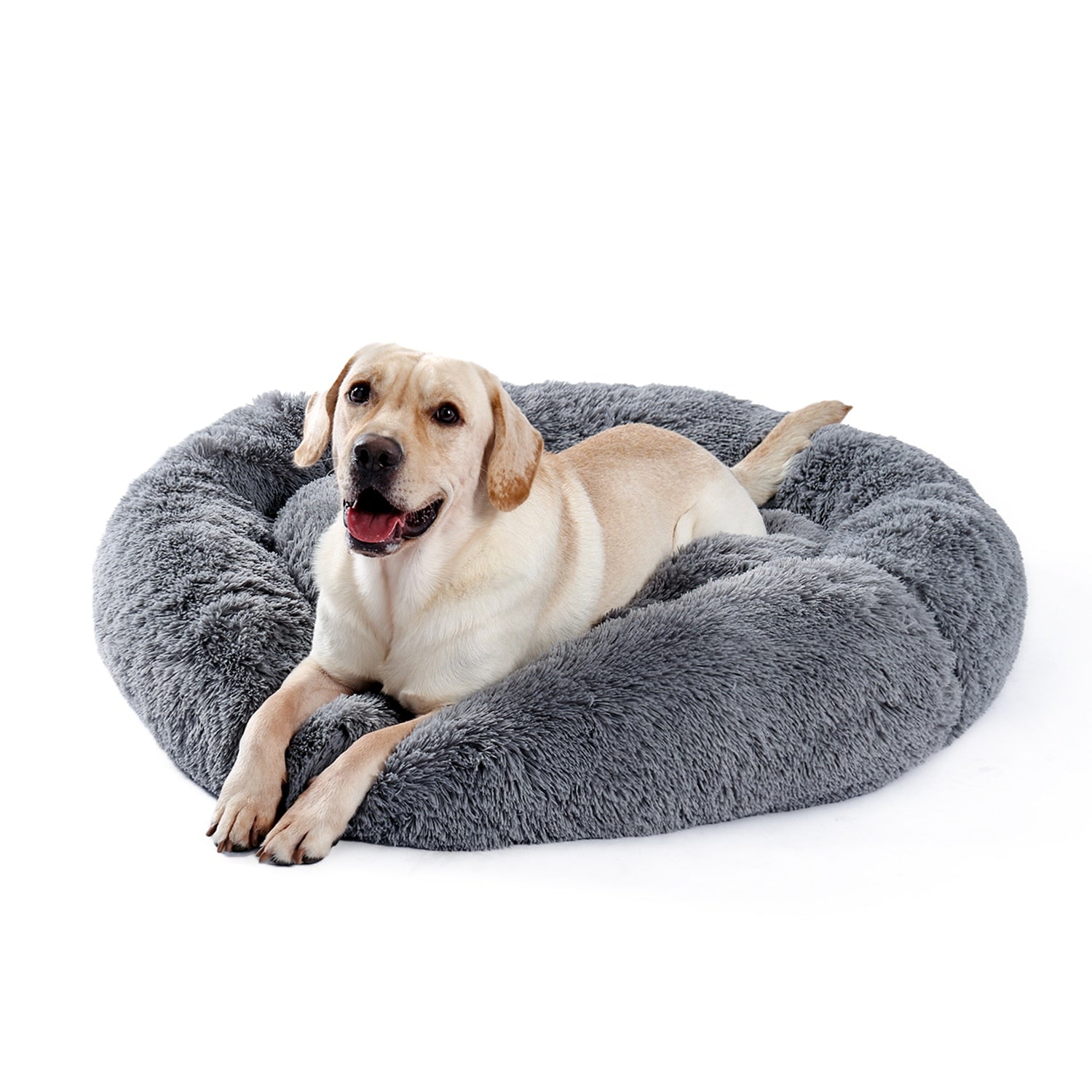 Pet Bed w/Faux Shag Fur, Cover Machine Washable, 4 Sizes, & 3 Colors - mypreciousfurbabies