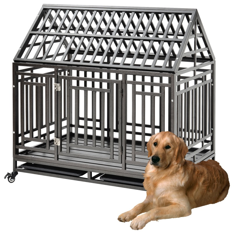 Dog HD Metal Crate Indoor/Outdoor and Rollable - mypreciousfurbabies